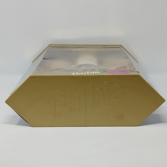 Happy Holidays Special Edition 1996 Barbie Doll 15646 Burgundy White Gold In Box - Picture 6 of 9
